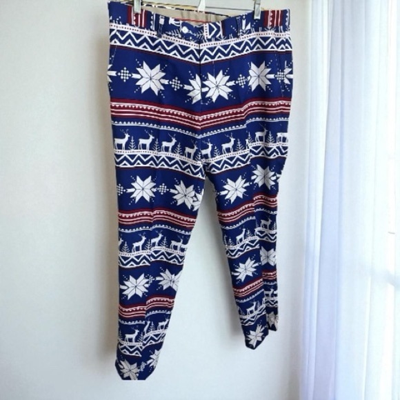 OppoSuits Rudolph Deer Snowflake Blazer Jacket Pants Tie Christmas Suit Set 44 - Picture 3 of 5